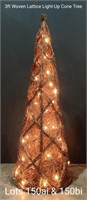 3ft Woven Lattice Light-Up Cone Tree