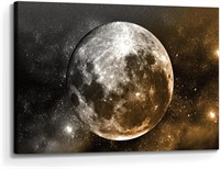 Moon Canvas Wall Art: Black Starry Sky Print