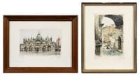 Lot of Two Architectural Etchings - Paul Geissler.