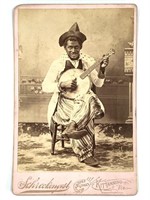 Cabinet Card Minstrel, Banjo Black Face Stereotype
