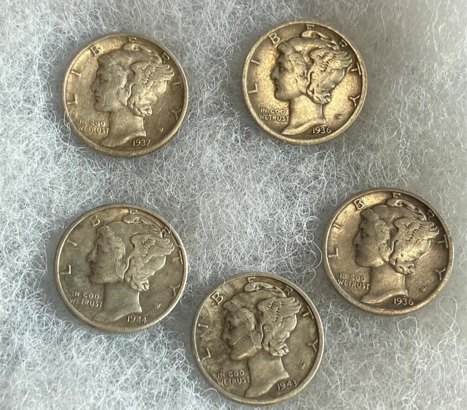 5 Mercury Dimes