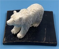 2" Grizzly bear carved from moose antler, mounted