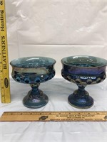 Pair of small carnival glass dishes