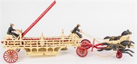 Toy Cast Iron Horse Drawn Fire Wagon