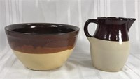 Stoneware pitcher and bowl