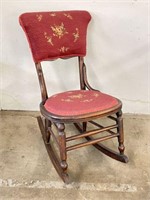 Vintage Wooden Rocking Chair with Needlepoint