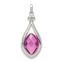Sterling Silver Red Fancy-cut Marquise Pendant