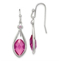 Sterling Silver Red Fancy Cut Dangle Earrings