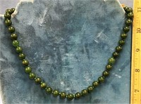 Wonderful  jade necklace 16" with silver clasp
