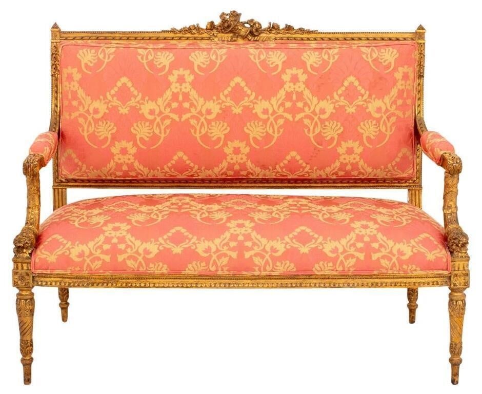 Louis XVI Style Giltwood Canape, 19th C.