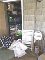 UTILITY CLOSET CONENTS CHAIRS, FISHING POLES,