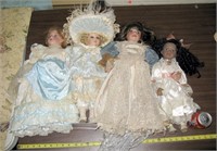 4 Vtg Signed & Numbered Porcelain Dolls 16"-20"