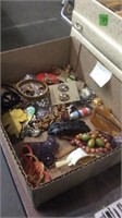 BX OF COSTUME JEWELRY, SOME 925 CLIP EARRINGS