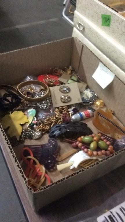 BX OF COSTUME JEWELRY, SOME 925 CLIP EARRINGS