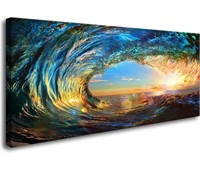 Giant Wave Water Wall Art Canvas Print 20x40"