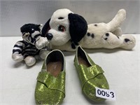 Kids size 7T Toms and stuffed animals