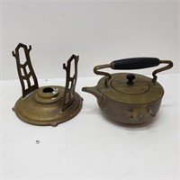 brass tea pot w/ burner