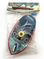 Tin Toy Poppop Boat in Original Packaging 4.25”