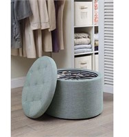 Convenience Concepts Round Shoe Ottoman,Faux Linen