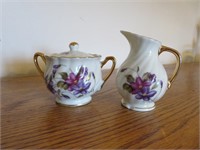 Royal Sealy Porcelain Sugar & Creamer Set With