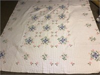 Cross stitched quilt and hand sewn 91 in x 96 in