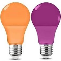 9W LED Bulbs 2-Pack (Orange  Purple) E26 Base