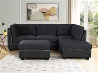 HH74497 Sienna22 Black-Linen Sectional Set