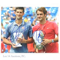 Novak Djokovic & Roger Federer Signed Tennis Photo