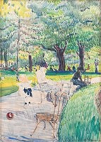 JEAN LABOUREUR FRENCH PARK SCENE PAINTING