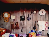 Regulator Clock, Vintage Wall Phone, Wash Board