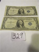 2- 1935 E $1 SILVER CERTIFICATES