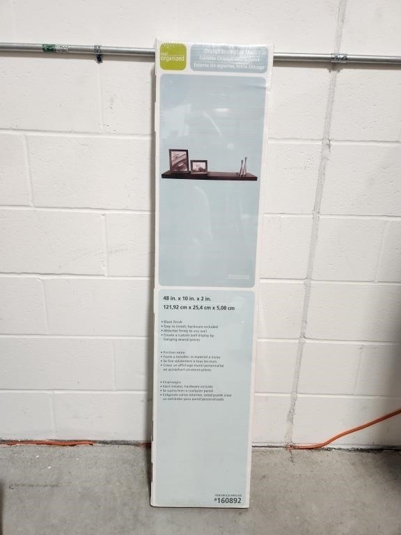 48" W Floating Shelf, Black, Unopened