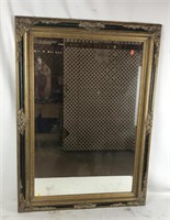 Large Beveled Mirror with Wooden Frame