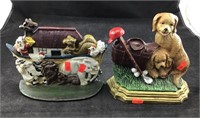 Two Metal Door Stops- Noah's Ark And Golf Dogs