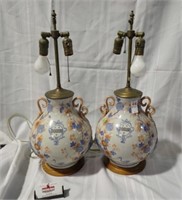 2 VINTAGE HANDPAINTED CHINESE TABLE LAMPS 25"