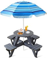 Kids Picnic Table w/ Adjustable Umbrella