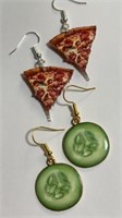 2 new pair of earrings, cucumbers and pizza, 1.5