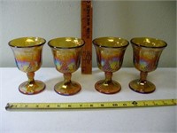 4 Pc Carnival Glass Harvest Grape Glasses