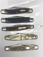 Five Fairly Well Used Larger Three Blade Knives