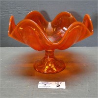 Viking Epic Amberina Art GlassFooted Bowl