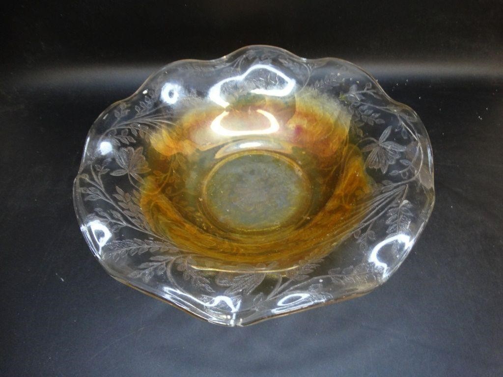 Amber to Glass 10" Cut Class Serving Bowl