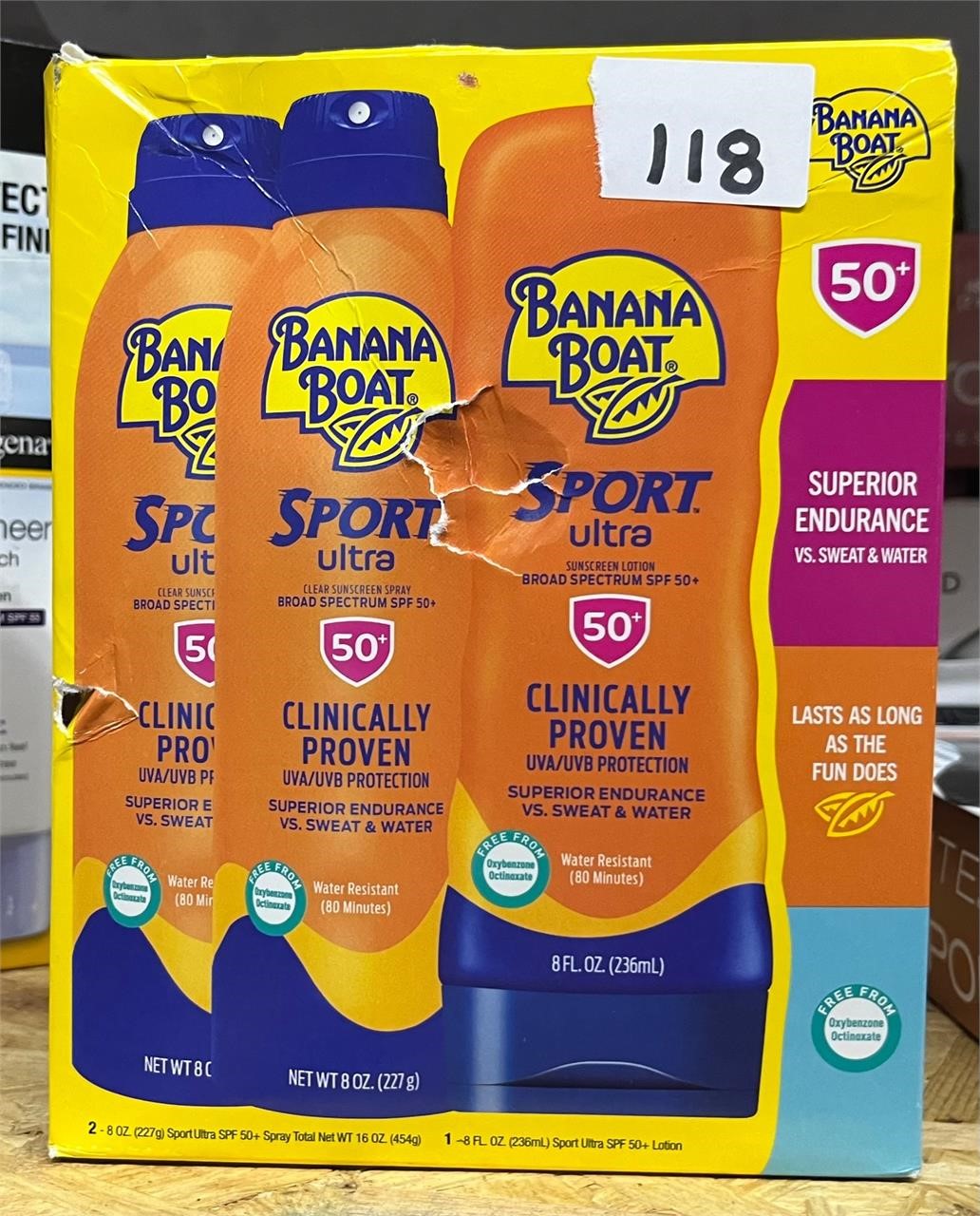 Banana Boat Sport, 50+ Waterproof Sunscreen, 3ct