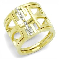 Gold-ion Plated .03ct White Sapphire Openwork Ring