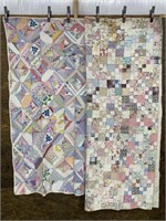 2 Older Patchwork Quilts, Hand Pieced, Hand