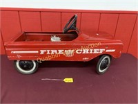 ANTIQUE CHILD'S FIRE CHIEF METAL PEDAL CAR