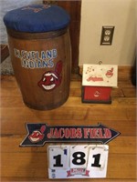 Cleveland Indians, key stool, bird house, sign