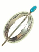 J. Tulley Silver & Turquoise Hair Barrette