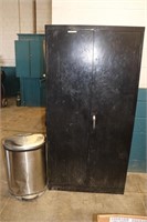5-Shelf Metal 2-Door Cabinet & Step Trash Can