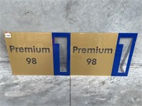 2 x PREMIUM 98 Perspex Service Station Signs -