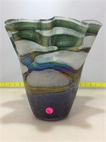 Large multi texture Art glass vase.